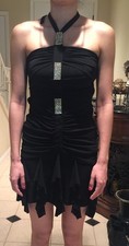 JESSICA MCCLINTOCK Dress Black Prom Dress With Rhinestones New Size 6