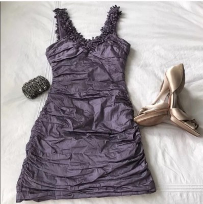 strapless open back dress Sparkly Purple Plus Size Sequined Cocktail Dress