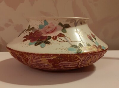 Antike Doulton Burslem floral und gold vergoldet Split Deko Squat Vase 1880er