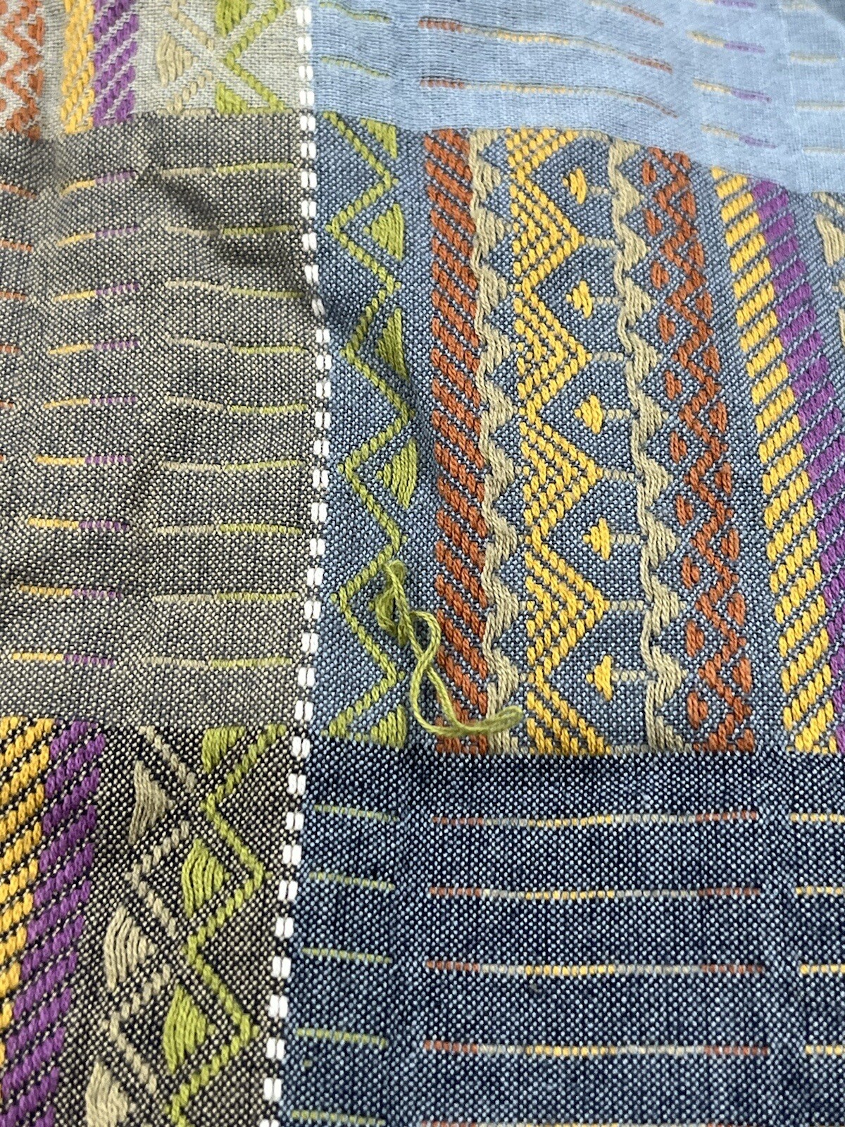 VTG Lemon Grass Blouse Patchwork Button Up 28W Ma… - image 7