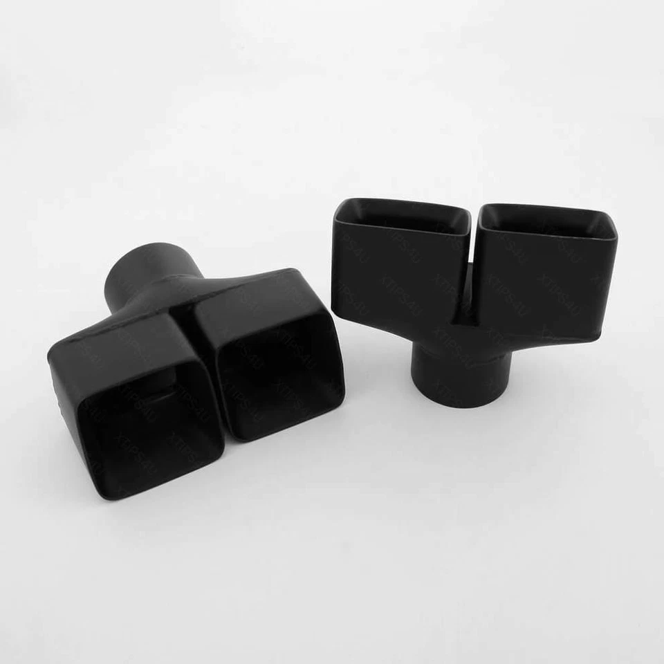 Black Exhaust Tips 3" Inlet Square Out Angle Cut Dual Wall Staggered SS304 - Image 3 of 4