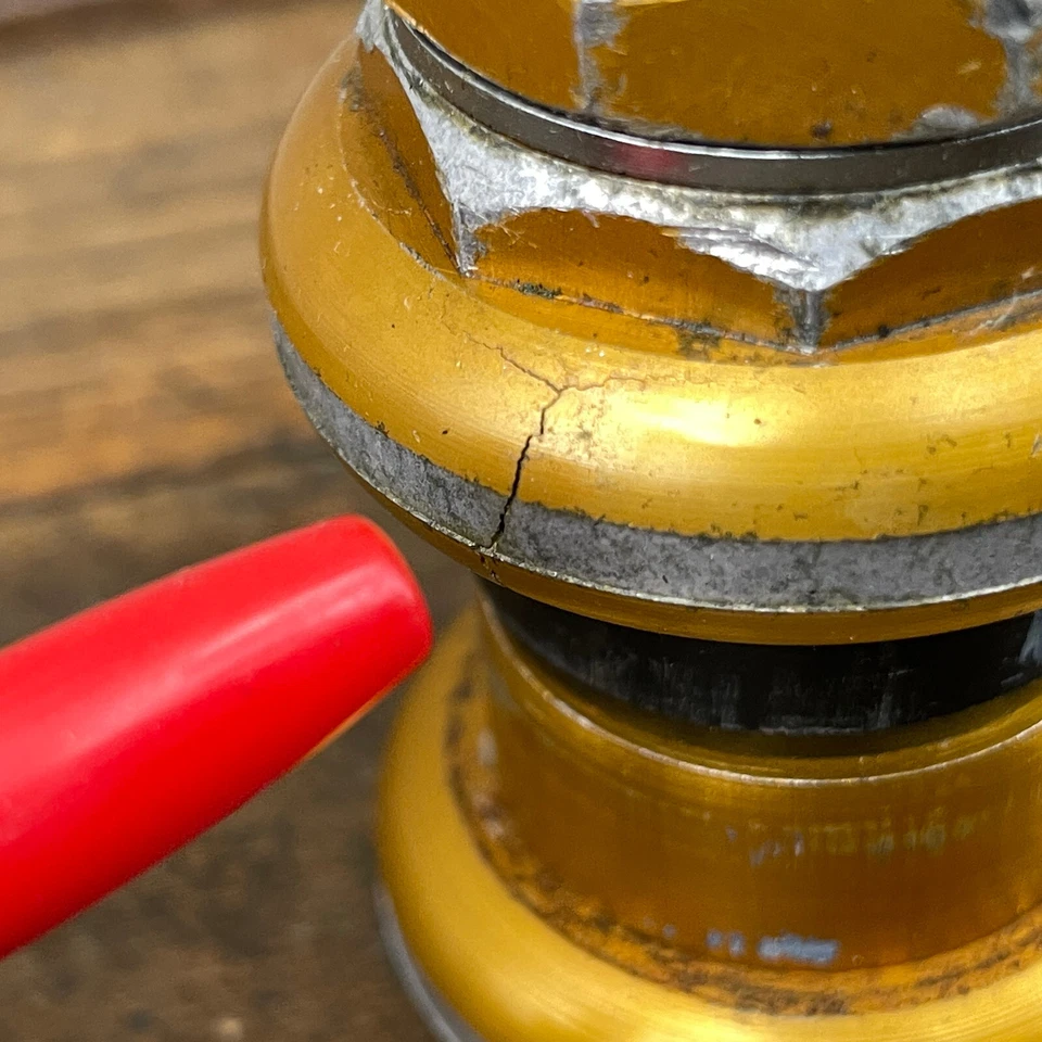 Vintage Omas Headset Gold PARTS CRACK BSC 1" 26.5 30.0 mm Italy 1980s Road Bike - Image 3 of 4