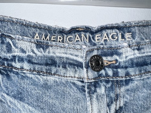 American Eagle Baggy Skater Denim Jean Short Light Bright Indigo Sz 14 - Picture 6 of 13