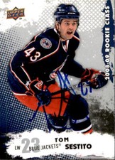 Tom Sestito Signed 2008-09 Upper Deck Rookie Class RC card Columbus Blue Jackets. rookie card picture