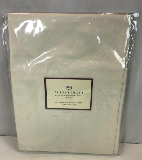 Pottery Barn Long Loose Fit Side Dining Chair Slipcovers Lichen