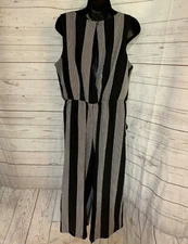 Luxology Women’s Striped White / Black Tie Front Jumpsuit Romper Size 10