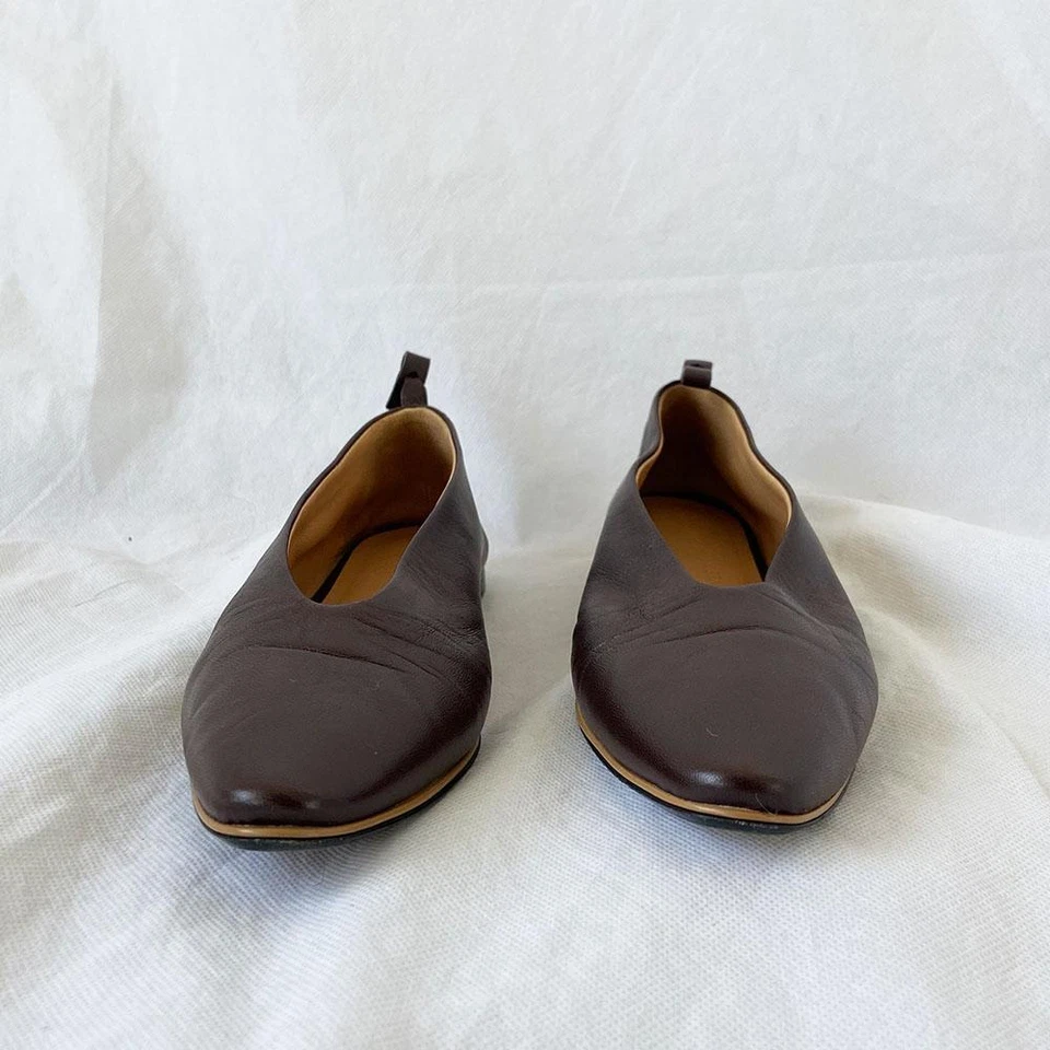 Bottega Veneta brown leather almond toe ballet flats, 355 - image 2 of 4