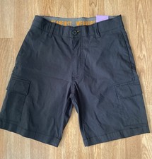 WearFirst Men  s BLACK Classic Fit Stretch Waist Cargo Shorts Size: 30 NWT