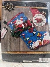 Rare Airplane Santa Bucilla Stocking Kit Jeweled Appliqu Felt Christmas 868631