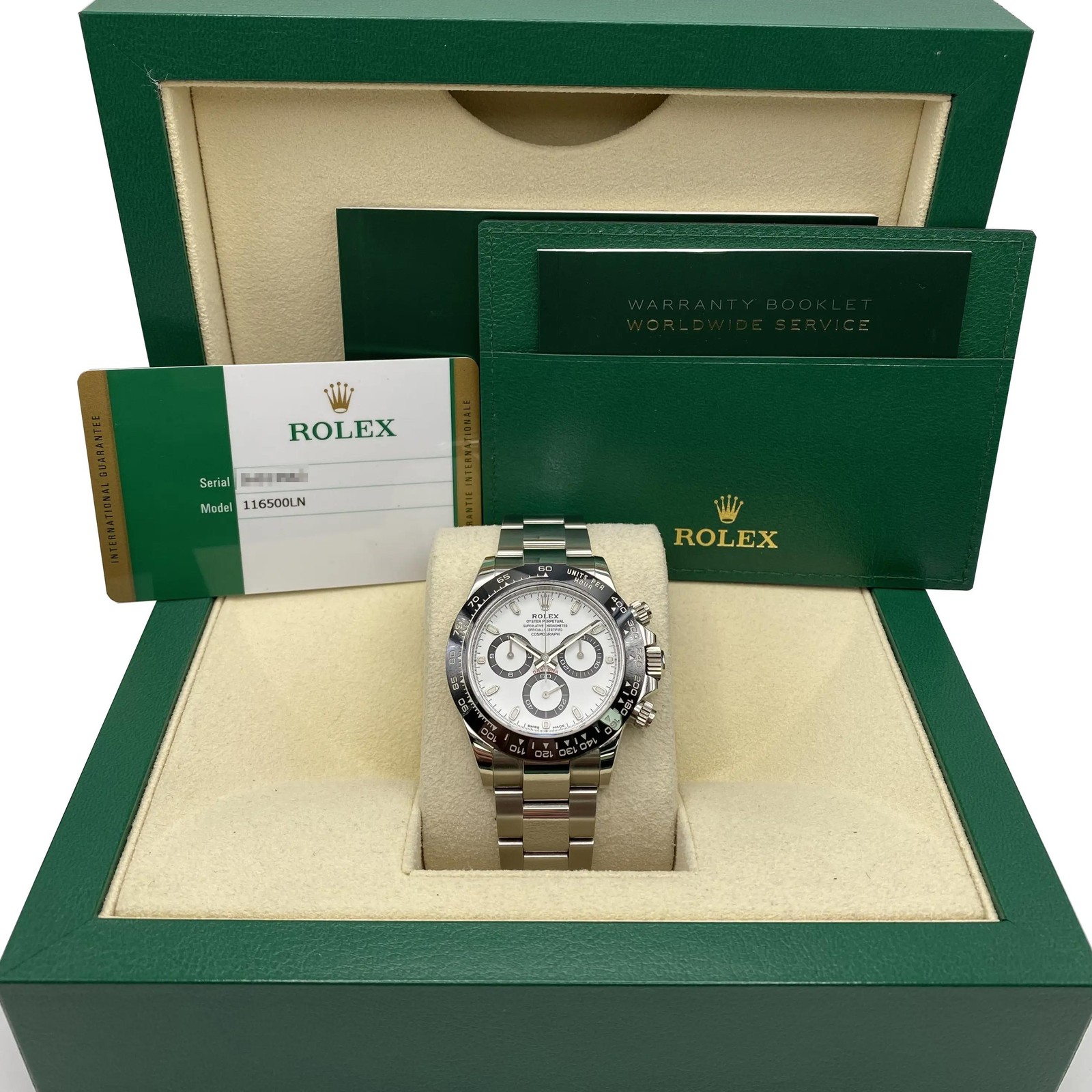 Rolex Daytona Cosmograph 116500LN Ceramic White Dial Watch B&P