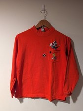 Vintage Warner Bros Studio Store Looney Tunes Mock Neck Shirt Kids XL Orange