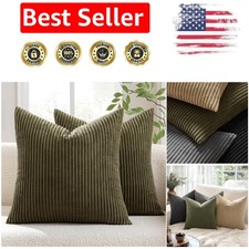 Durable Machine Washable 16x16 Inch Olive Green Throw Pillow Covers - Set of 2