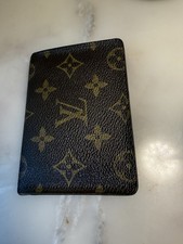 Louis Vuitton LV Portafoglio Porta ID Bifold Marrone Monogram Vintage Autentico