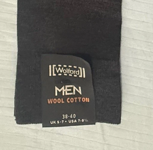 WOLFORD Sz 38-40 Wool, Cotton Nylon blend Black Socks NWT