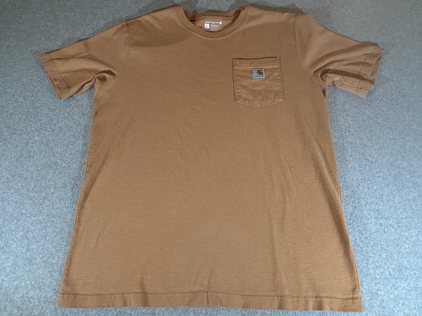 Carhartt Shirt Mens Large Brown Relaxed Fit Pocket Graphic Workwear Short Sleeve