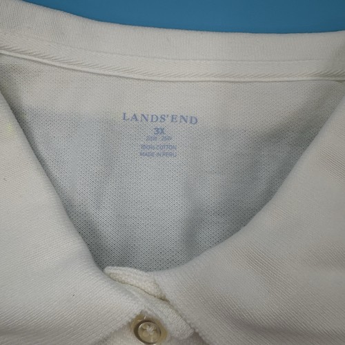 Lands End Women's Plus Size:3X Mesh Cotton Short Sleeve Polo Shirt Color:WHITE - Picture 3 of 6