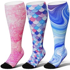 Wide Calf Compression Socks for Women Men Plus Size 15-20 mmHg Extra Large