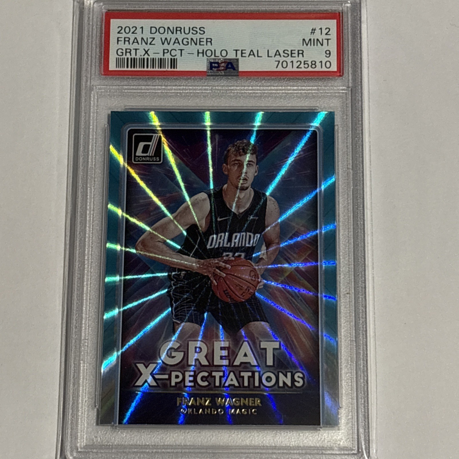Franz Wagner 2021 Donruss #12 Teal Laser Great X-Pectations PSA 9 Magic