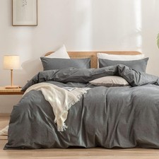 Dark Gray Cotton Comforter Cover with buttons in king, Queen and other size.