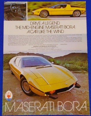 1974 Maserati Bora Original Print Ad Mid-Engine V8 Italian Supercar 70s Art Shop