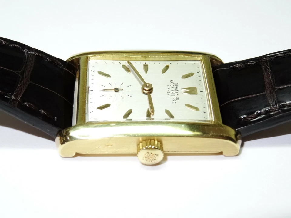  1950s PATEK PHILIPPE 18k Gold Tank Watch Ref. 2530 Patek Box, Band & Buckle - Image 4 of 4