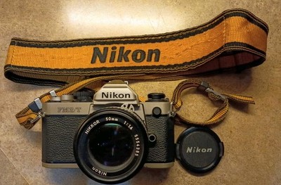 Nikon FM2/T Titanium 35mm SLR Film Camera Rare Tested Nikkor 50mm 1:14 Lens