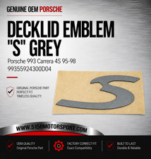 Porsche 993 Carrera 4S 95-98 Emblem "S" Grey for Decklid 99355924300D04 GENUINE