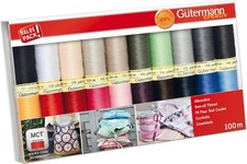 Gutermann Sew-All Thread Set: 20x100m, Assorted Colors, Polyester