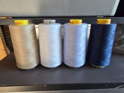 NEW! (4) Gutermann Mara 120 Sewing Machine Thread, All Purpose, Blue, Navy, Tan