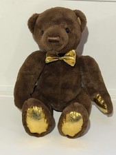 FAO Schwarz Soft Brown Bear w Gold Plush 160th Anniversary 13"