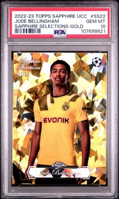 Jude Bellingham #/50 Gold Refractor, 2022-23 Topps Sapphire UCC #SS22, PSA 10