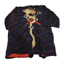 Vintage Japanese Robe Kimono Coat Dragon Dressing Gown One Size