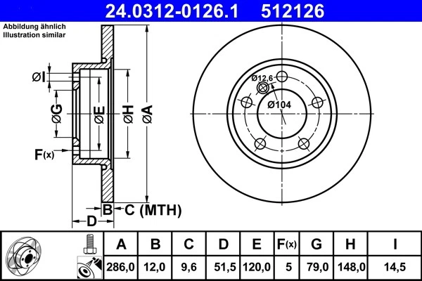 2x BRAKE DISC 24.0312-0126.1 FOR BMW Z3/Roadster/E36 M41D17 1.7L M43B18 M42B18 - Image 2 of 4
