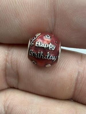 Pandora # 791289 Happy Birthday S925 Sterling & Red Enamel Charm Retired