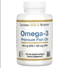 California Gold Nutrition, Omega-3 Premium Fish Oil 100 Fish Gelatin Softgels 