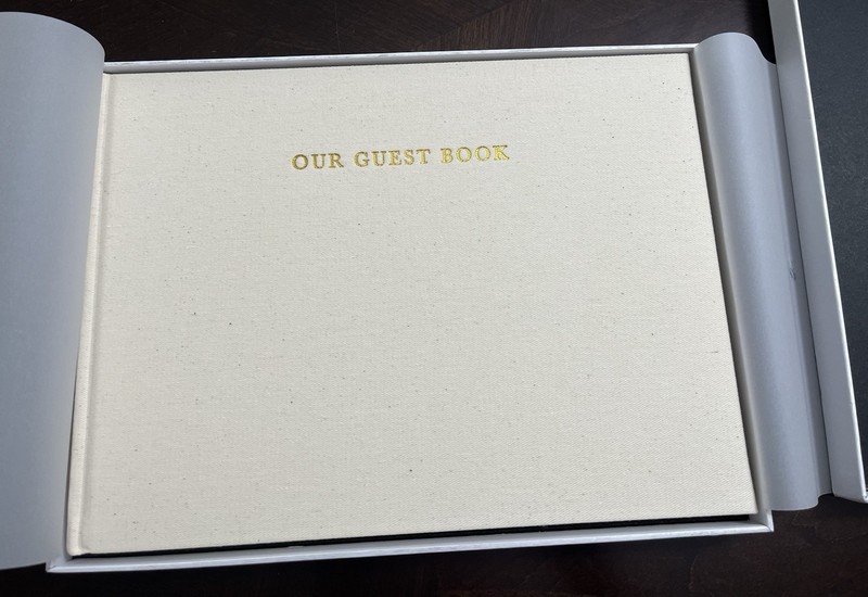 Classic Linen Guest Book Layflat Plain Blank Pages Wedding Baby Shower