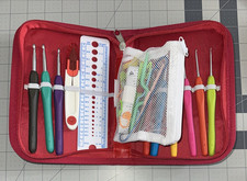 Crochet Hook Set Kit in Zippered Pouch, Ruler, Stitch Holders More