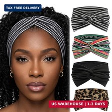 4 PCS Extra Wide Boho Headbands for Women Non-Slip Elastic Head Bands Fashion St