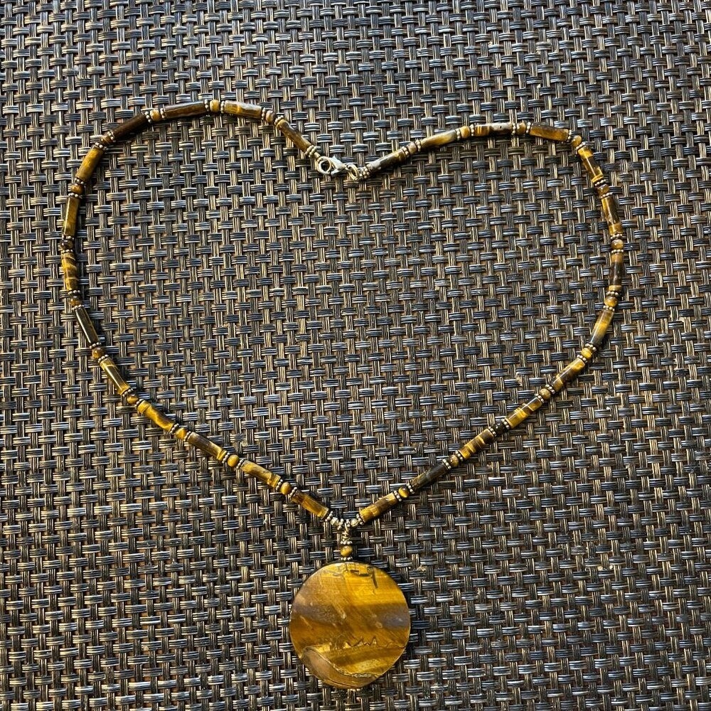 Tigers Eye Gemstone Pendant Necklace Crystal Gypsy Boho Hippy Hippie Chakra Heal View 5