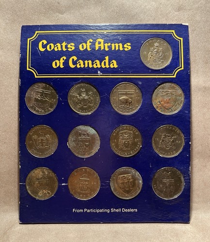 Shell Coat of Arms & Floral Emblems of Canada Complete 1960s Medallion Set