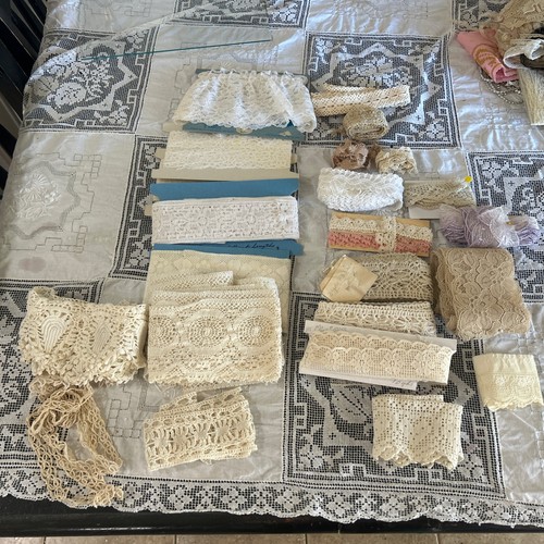 Lot Of  25 Vintage Mix  Laces Trims,  Tatting And Crocheted