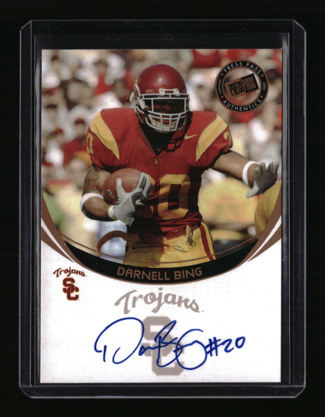 Darnell Bing Press Pass Certified Autograph # Base