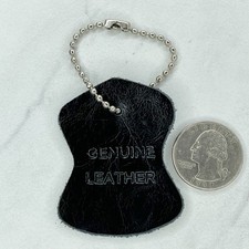Black Genuine Leather Ball Chain Keychain Key...