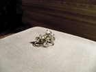Fabulous green jade gemstone Earrings mcm antique vintage scroll white metal old — photo 5