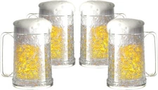 Double Wall Freezer Mug Frosty Insulated 4 Count (Pack of 1), Transparent 