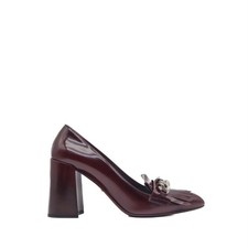 Prada Kilted Chain Merlot Loafers Size 38