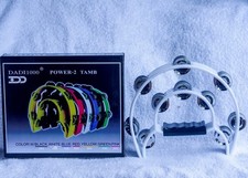 Tambourine 10 in Plastic Frame, Double Row 14 Pair Jingles Handheld Tambourine
