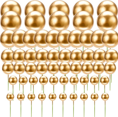 60 Stück Gold Runde Kugel Tortenaufleger - Elegante Gold Tortendeko für Hochzeit,