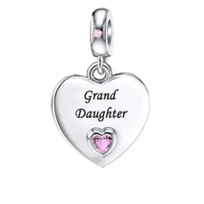 Granddaughter Heart Dangle Charm Love You Forever Bead for European Bracelet Nec