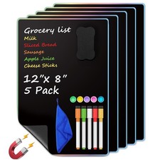 MaxGear 5 Pack Black Magnetic Dry Erase Board for Fridge, 12 x 12"x8",